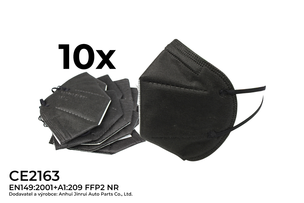 respirátor FFP2, černý, 10 ks - NR EN149:2001+A1:2009 CE2163 - Hlavní obrázek