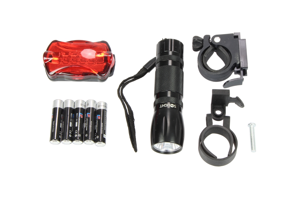svítilny cyklo - přední Alu 1 LED 3W, na 3 bat. AAA; zadní 5 LED, na 2 bat. AAA, IP44 - VÝPRODEJ - Hlavní obrázek