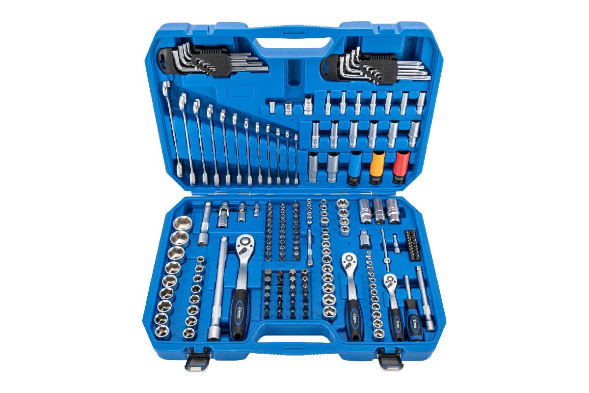 gola sada 1/4" - 3/8" - 1/2", 6ti hran 4 - 32 mm, klíče očkoploché ráčnové 8 - 19 mm, 199 dílů - Hlavní obrázek