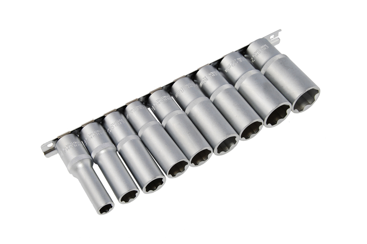 hlavice nástrčné 1/2", Super-Lock 10 - 24 mm, prodloužené, sada 9 dílů - Hlavní obrázek