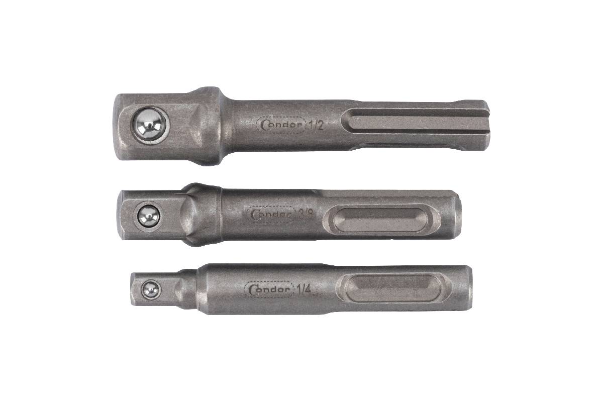 adaptéry SDS Plus pro 1/4" - 3/8" - 1/2" hlavice, pro elektrické nářadí, sada 3 díly - Hlavní obrázek