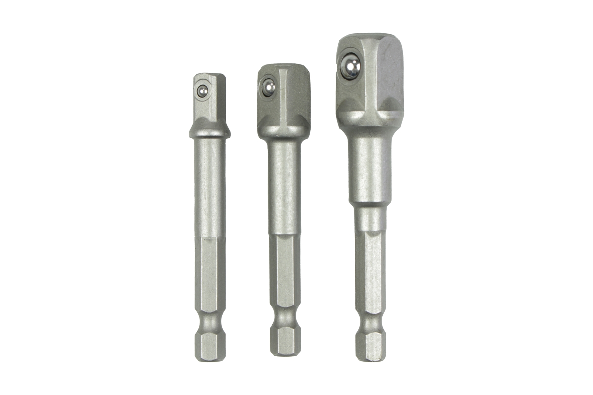 adaptéry 1/4" pro 1/4" - 3/8" - 1/2" hlavice, pro elektrické nářadí, sada 3 díly - Hlavní obrázek