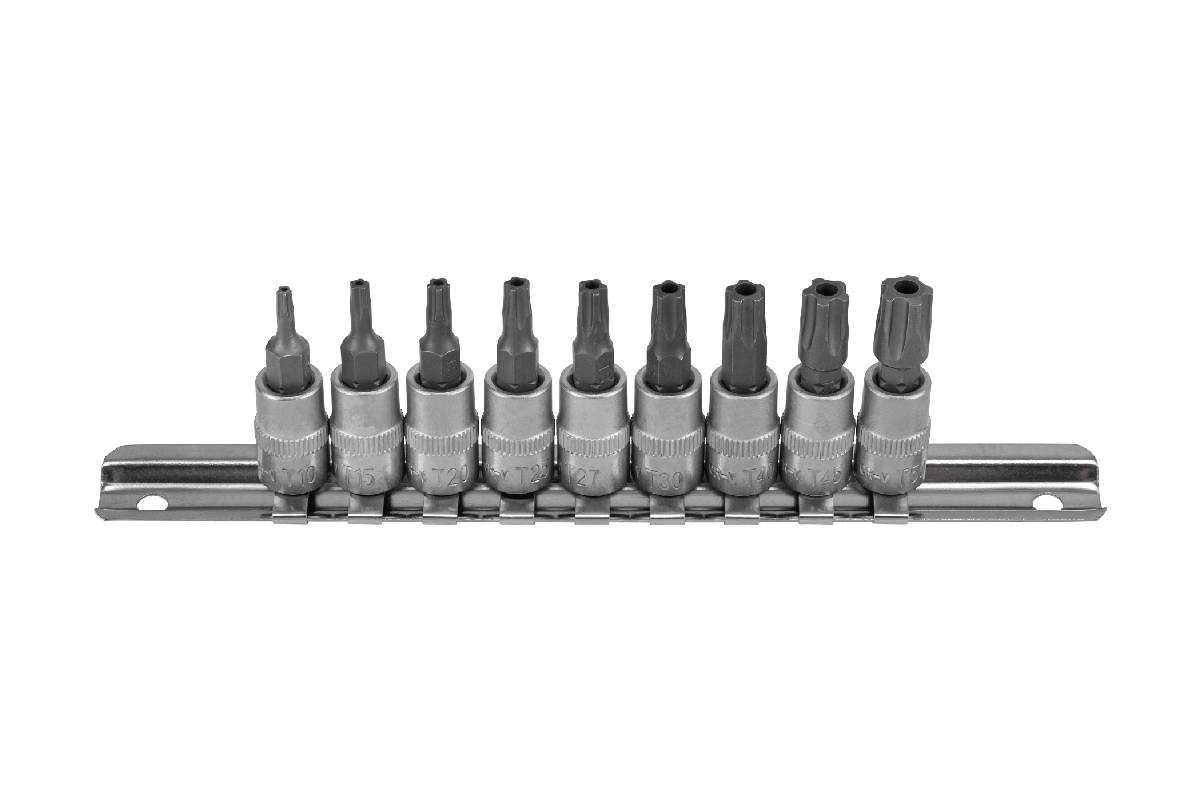 hlavice zástrčné 1/4", Torx Security TS10 - TS50, vrtané, sada 9 dílů - Hlavní obrázek