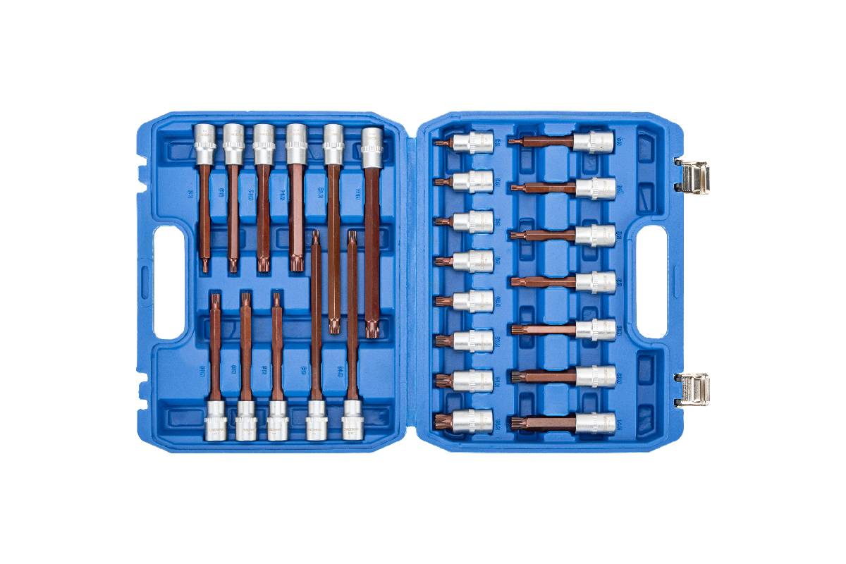 hlavice zástrčné 1/2", XZN M5 - M16, délka 55 - 100 - 140 - 200 mm, S2, sada 26 dílů - doprovodný obrázek 1