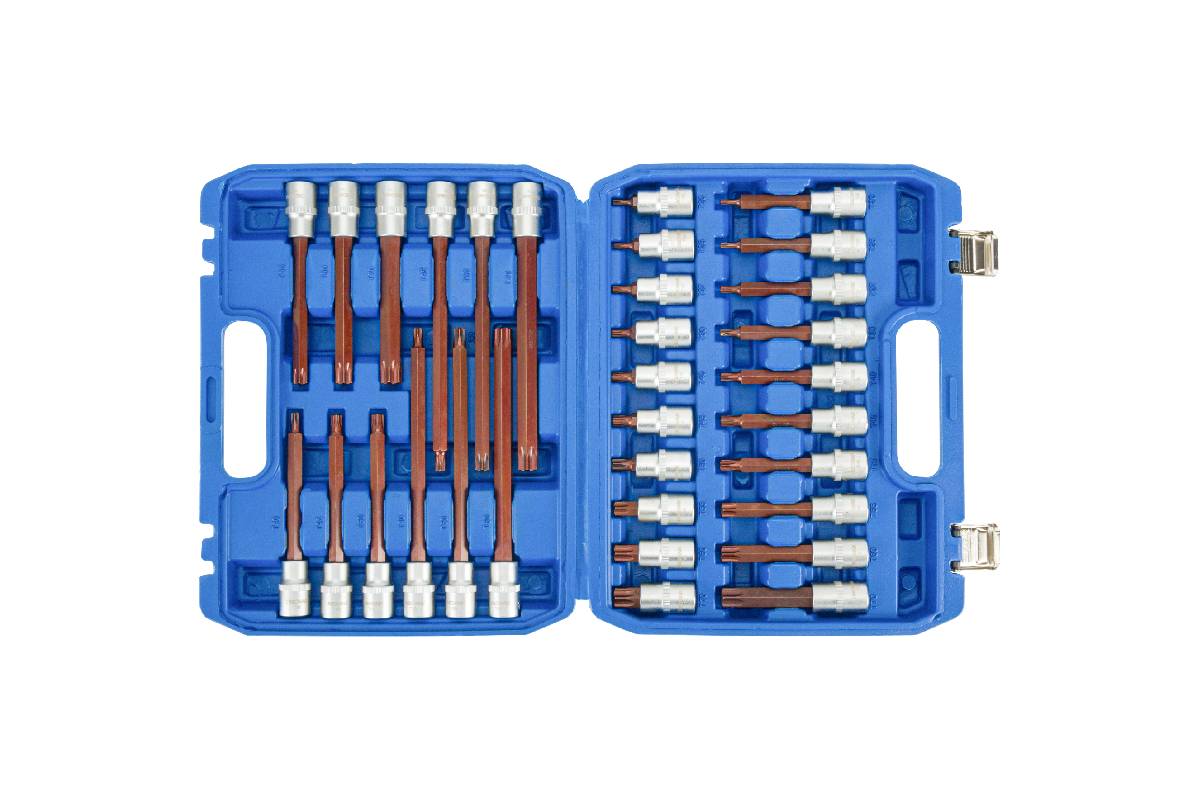 hlavice zástrčné 1/2", Torx T20 - T70, délka 55 - 100 - 140 - 200 mm, S2, sada 32 dílů - doprovodný obrázek 1