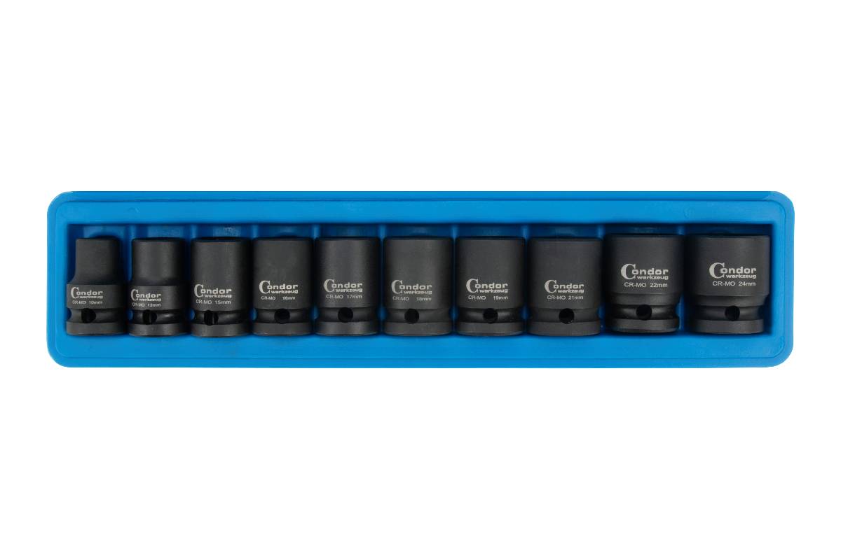 hlavice nástrčné 1/2", 6ti hran 10 - 24 mm, tvrzené, sada 10 dílů - doprovodný obrázek 1
