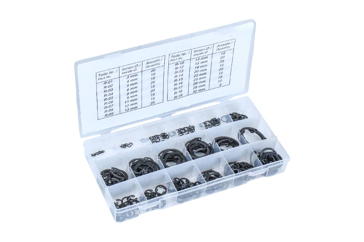 pojistné kroužky "seger", vnitřní, průměr 3 - 32 mm, 300 ks - doprovodný obrázek 1