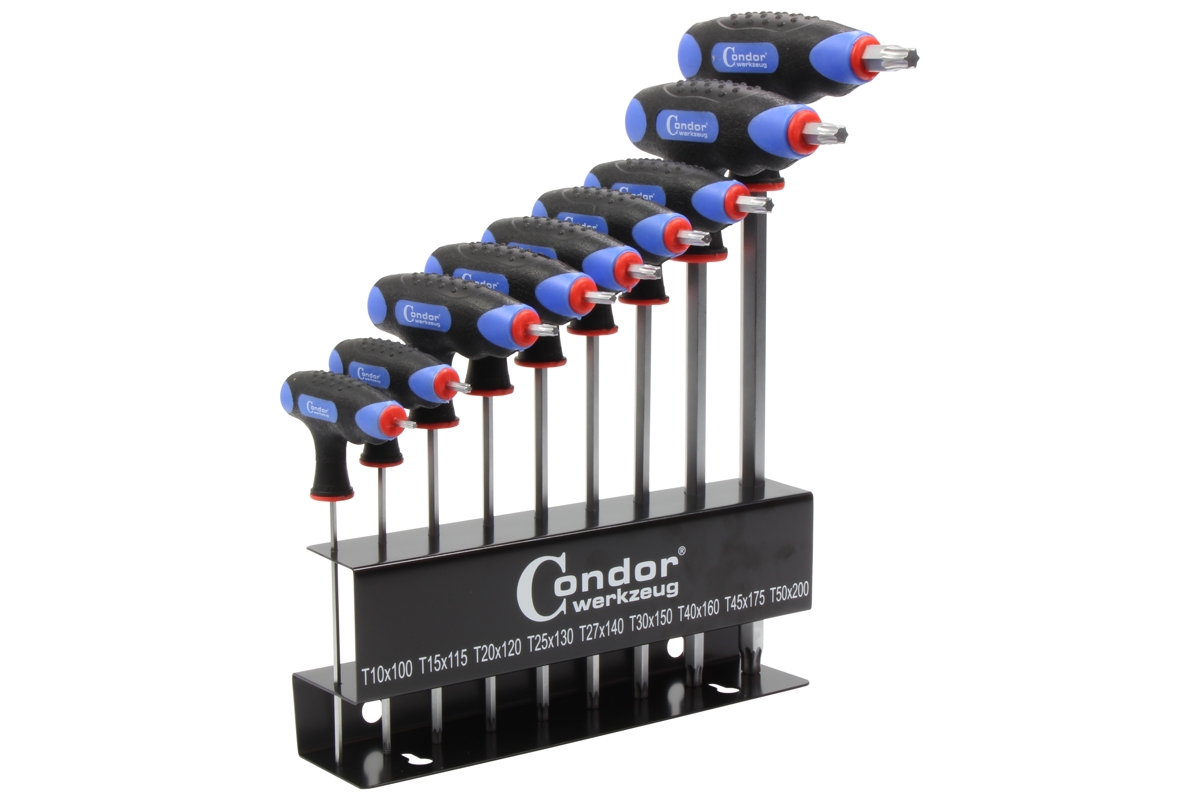 klíče zástrčné Torx T10 - T50, T-rukojeť, sada 9 dílů - doprovodný obrázek 1