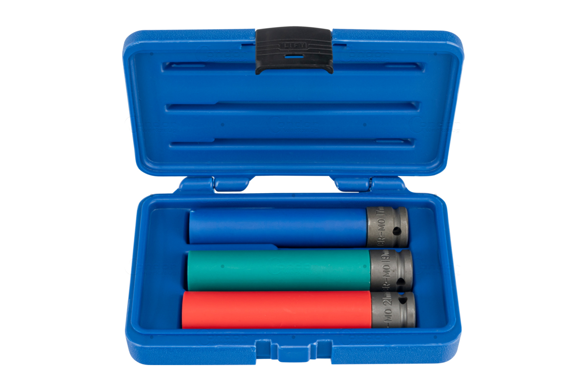 hlavice nástrčné 1/2", 6-ti hran 17, 19 a 21 mm, extra dlouhé, délka 150 mm, tvrzené, na ALU kola - Hlavní obrázek