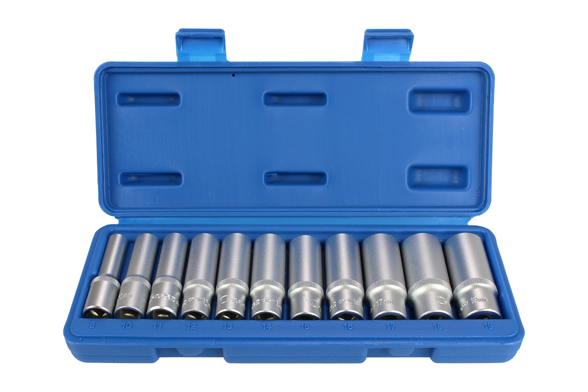 hlavice nástrčné 3/8", 6ti hran 8 - 19 mm, prodloužené, sada 11 dílů - Hlavní obrázek