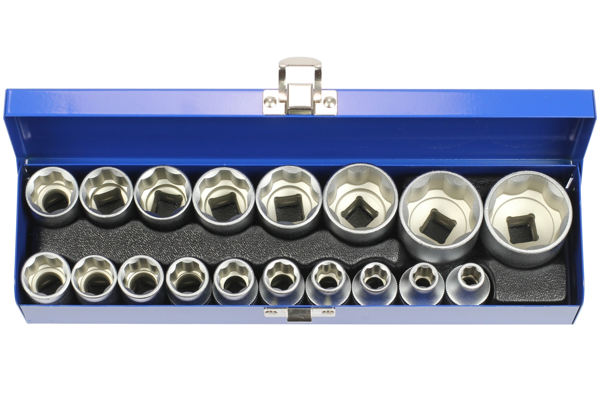 hlavice nástrčné 1/2", 6ti hran 8 - 32 mm, sada 18 dílů - Hlavní obrázek