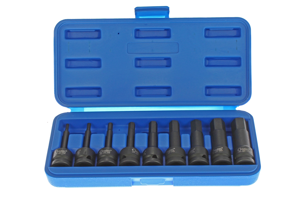 hlavice zástrčné 1/2", Inbus 4 - 19 mm, tvrzené, sada 9 dílů - Hlavní obrázek