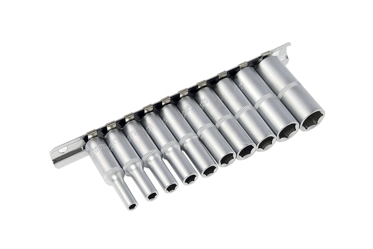 hlavice nástrčné 1/4", 6ti hran 5/32" - 1/2", prodloužené, sada10 dílů - Hlavní obrázek