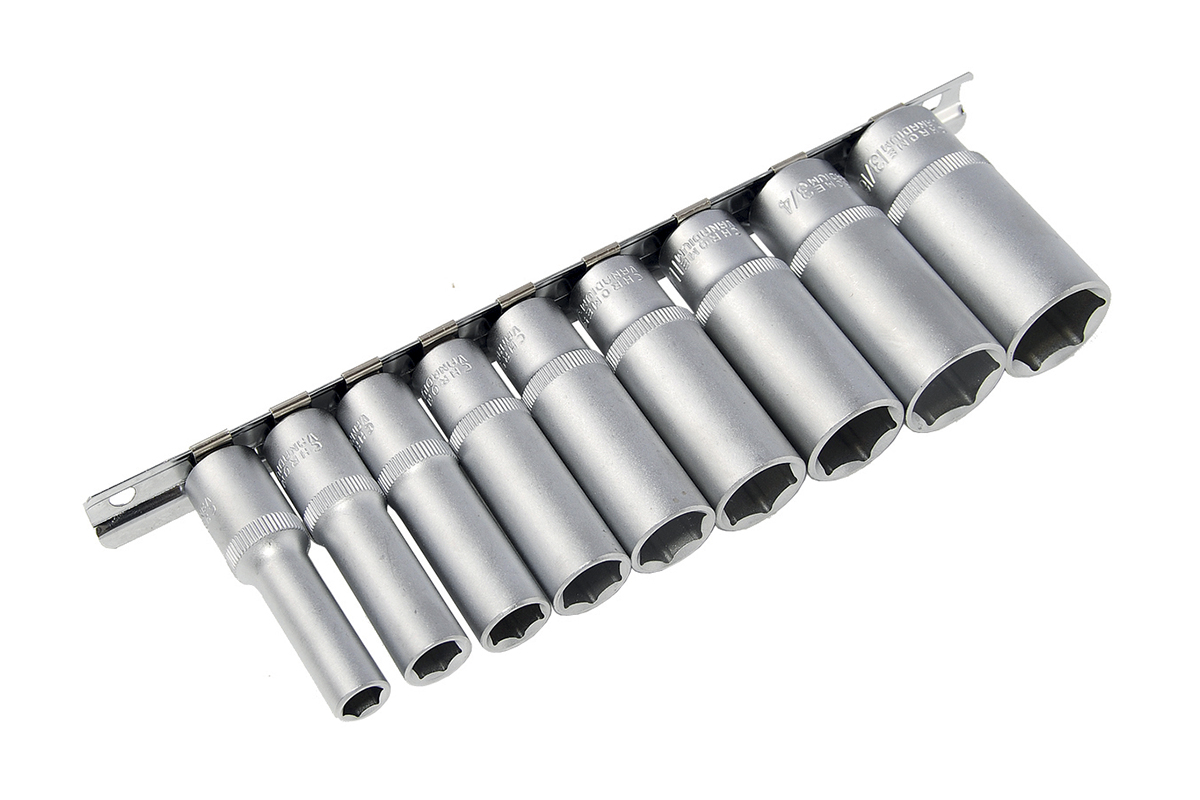 hlavice nástrčné 3/8", 6ti hran 5/16" - 13/16", prodloužené, sada 9 dílů - Hlavní obrázek