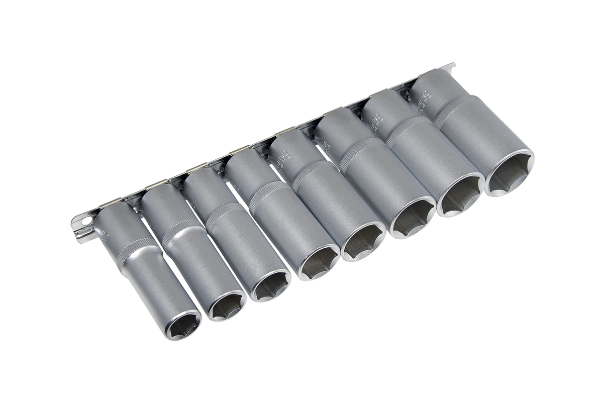 hlavice nástrčné 1/2", 6ti hran 1/2" - 15/16", prodloužené, sada 8 dílů - Hlavní obrázek