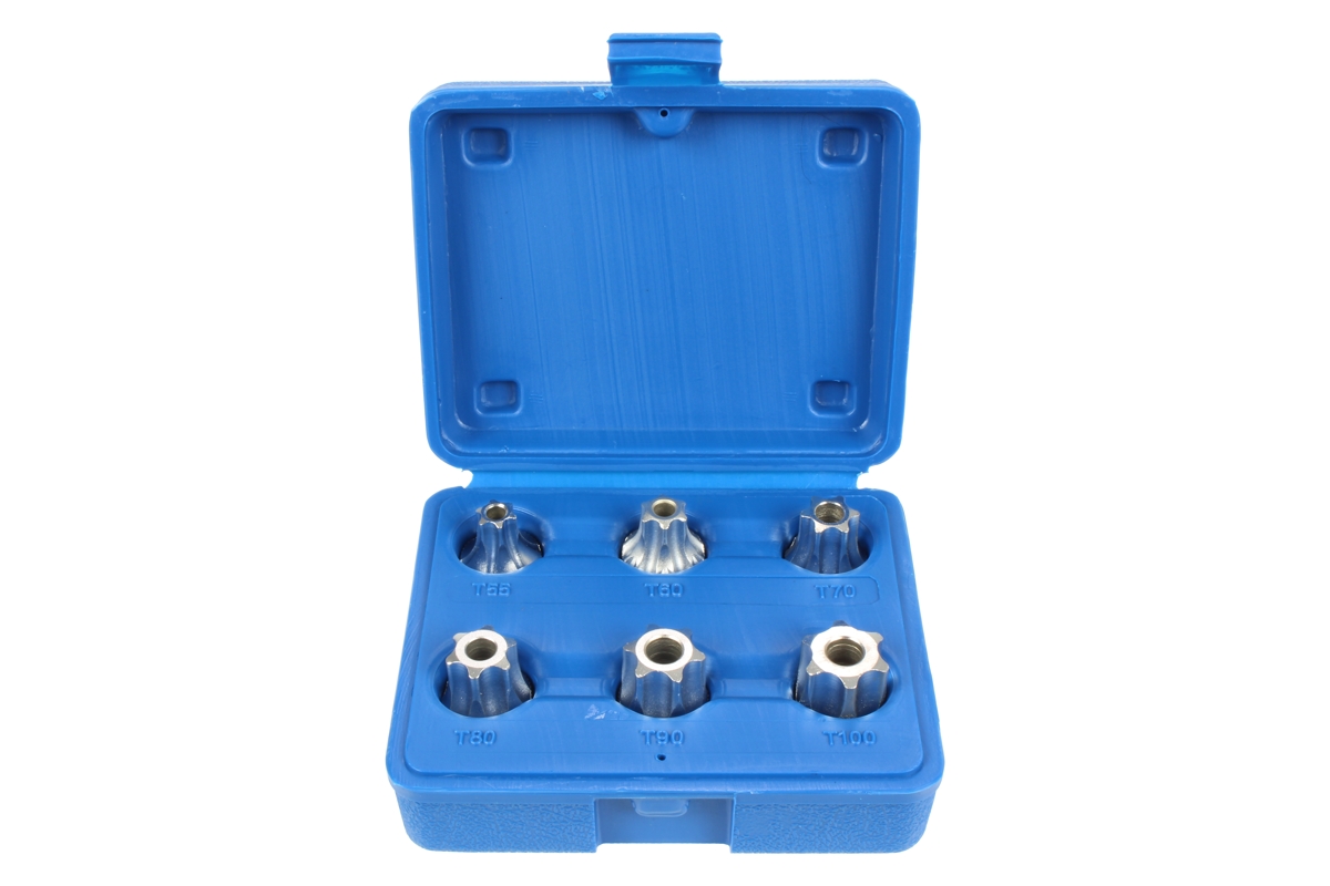 hlavice zástrčné 1/2", Torx T55 - T100, vrtané, extra krátké, sada 6 dílů - Hlavní obrázek