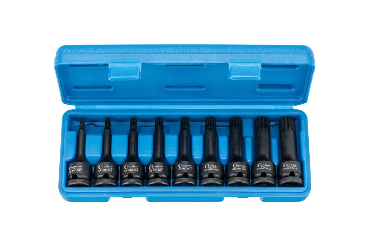 hlavice zástrčné 1/2", XZN M5 - M18, prodloužené, tvrzené, sada 9 dílů - Hlavní obrázek