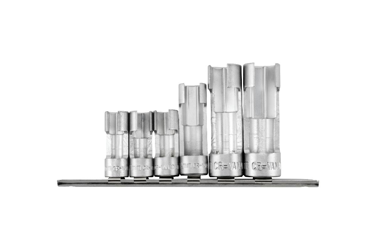 hlavice nástrčné 3/8", 6ti hran 10 - 19 mm, proříznuté, na lambda sondy a snímače, sada 6 dílů - doprovodný obrázek 1