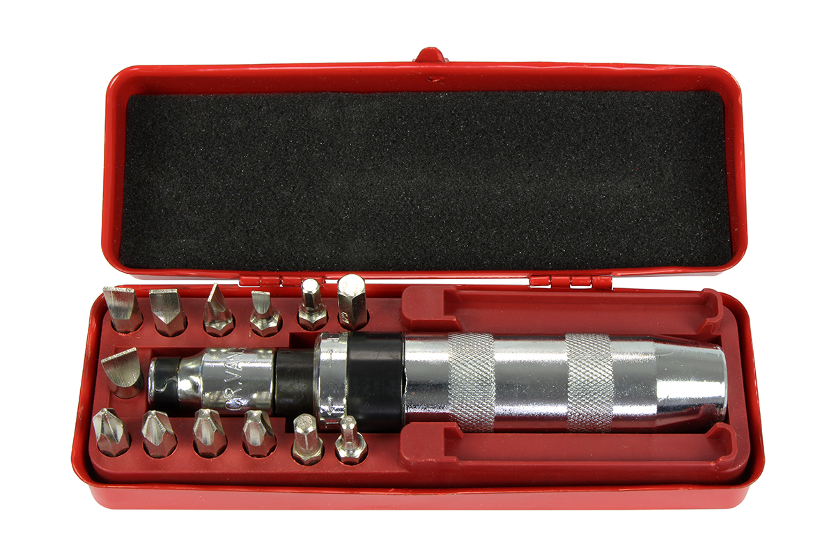 šroubovák úderový rázový 1/2", bity 5/16" PL - PH - PZ - Inbus, adaptér, sada 15 dílů - Hlavní obrázek