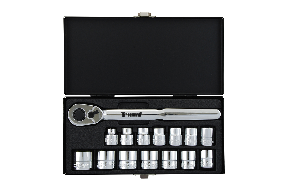 gola sada 1/2", 12ti hran 8 - 24 mm, extra krátké hlavice, 15 dílů - Hlavní obrázek