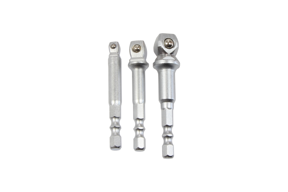 adaptéry výkyvné 1/4" pro 1/4" - 3/8" - 1/2" hlavice, pro elektrické nářadí, sada 3 díly - Hlavní obrázek