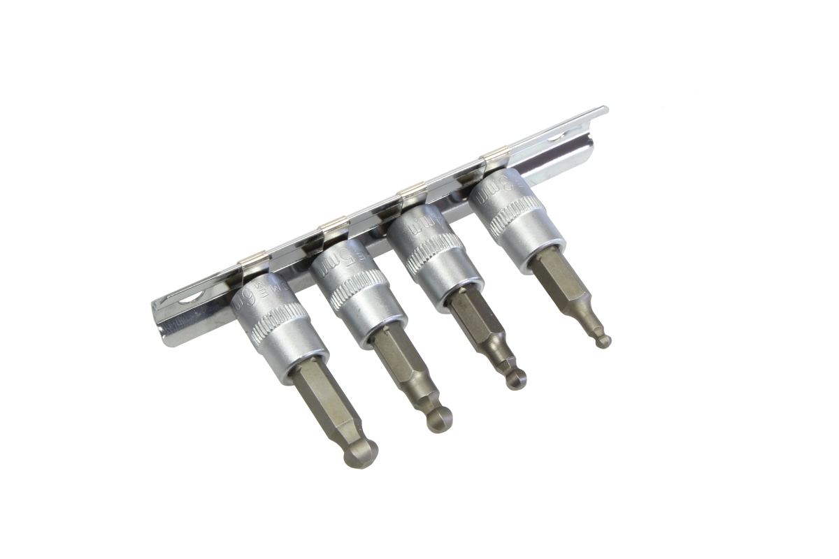 hlavice zástrčné 1/4", Inbus 3 - 6 mm, s koulí, sada 4 díly - Hlavní obrázek