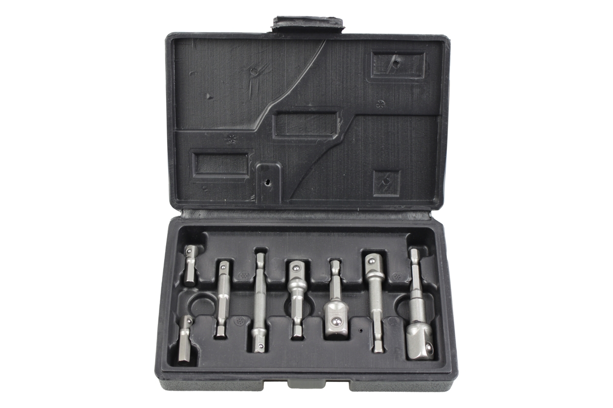 adaptéry 1/4" pro 1/4" - 3/8" - 1/2" hlavice, pro elektrické nářadí, sada 8 dílů - Hlavní obrázek
