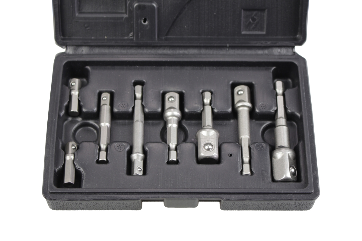 adaptéry 1/4" pro 1/4" - 3/8" - 1/2" hlavice, pro elektrické nářadí, sada 8 dílů - doprovodný obrázek 1