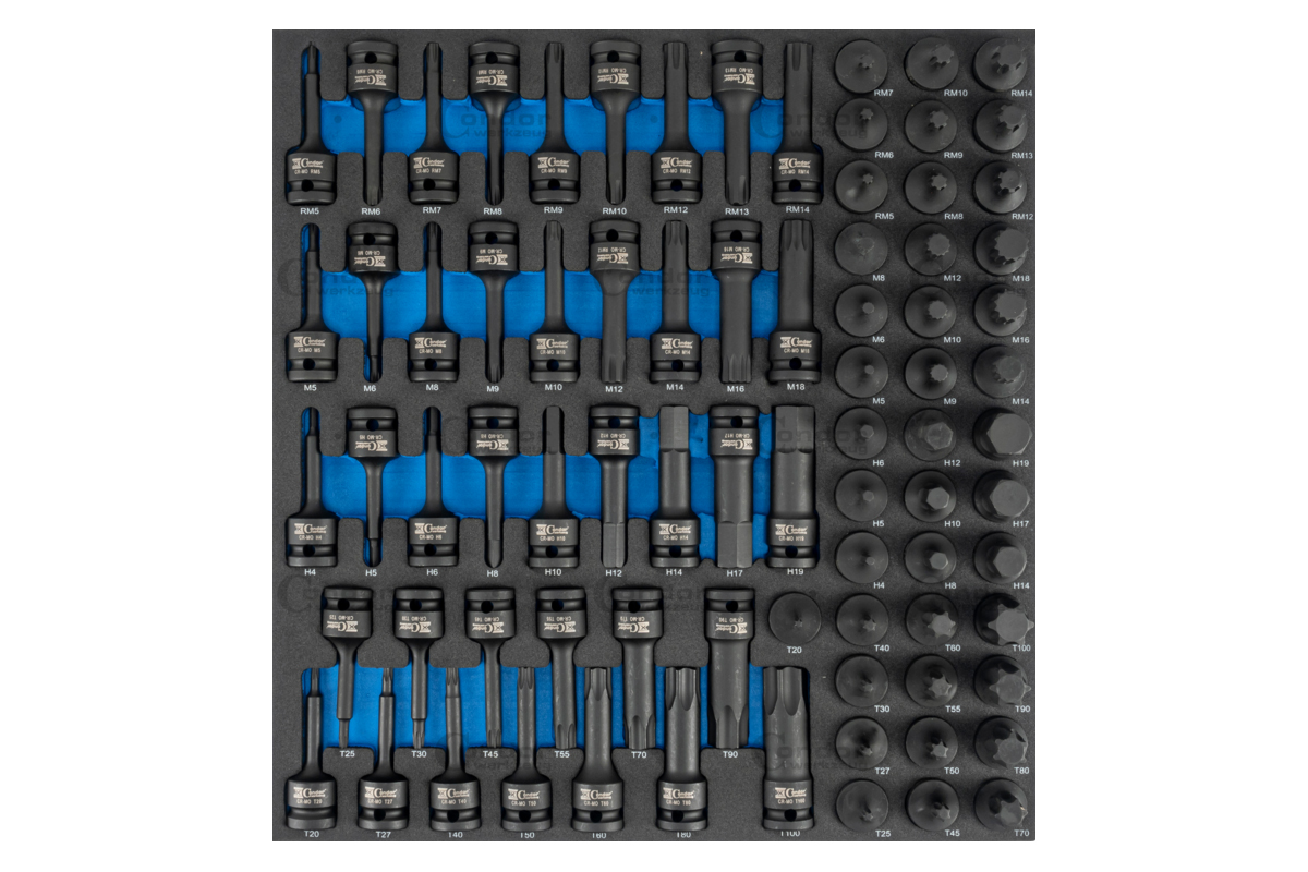 modul - hlavice zástrčné 1/2", tvrzené, Inbus - Torx - XZN - Ribe, 80 dílů, velikost 2/3 - Hlavní obrázek