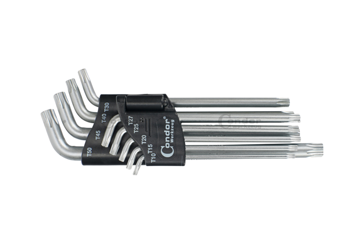 klíče zástrčné Torx T10 - T50, dlouhé, vyhnuté 110°, sada 9 dílů - Hlavní obrázek