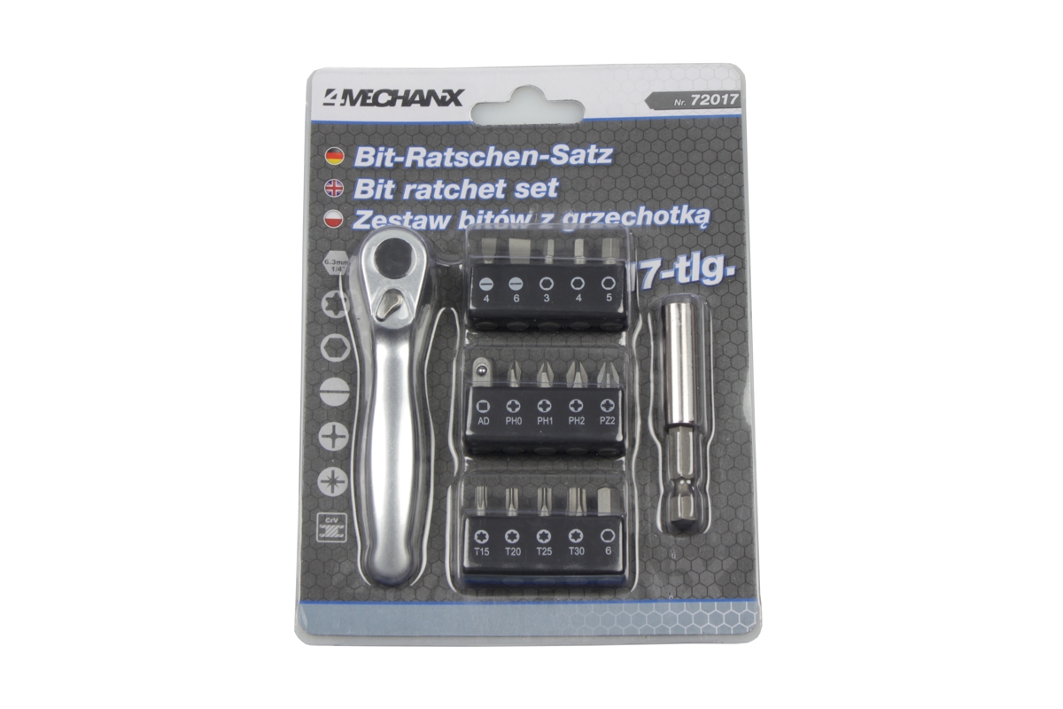 bity 1/4" PL - PH - PZ - Inbus - Torx, s ráčnou, sada 17 dílů - doprovodný obrázek 2