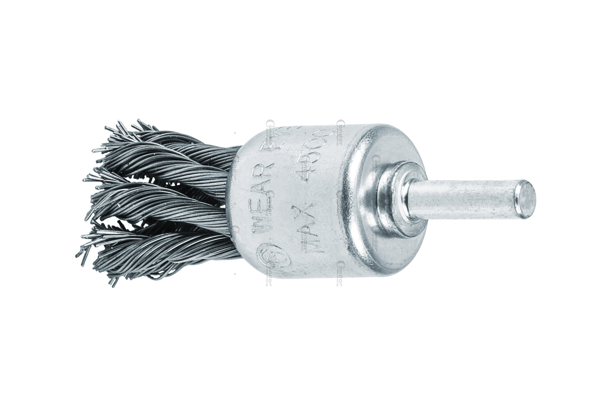 kartáč drátěný koncový copový, ocelový, vlnitý drát 0,25 mm, průměr 25 mm, dřík 6 mm - Hlavní obrázek