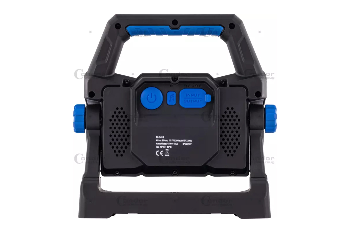 lampa montážní COB LED s Bluetooth reproduktorem, akumulátorová 11,1 V / 5200 mAh, IP65 - doprovodný obrázek 1