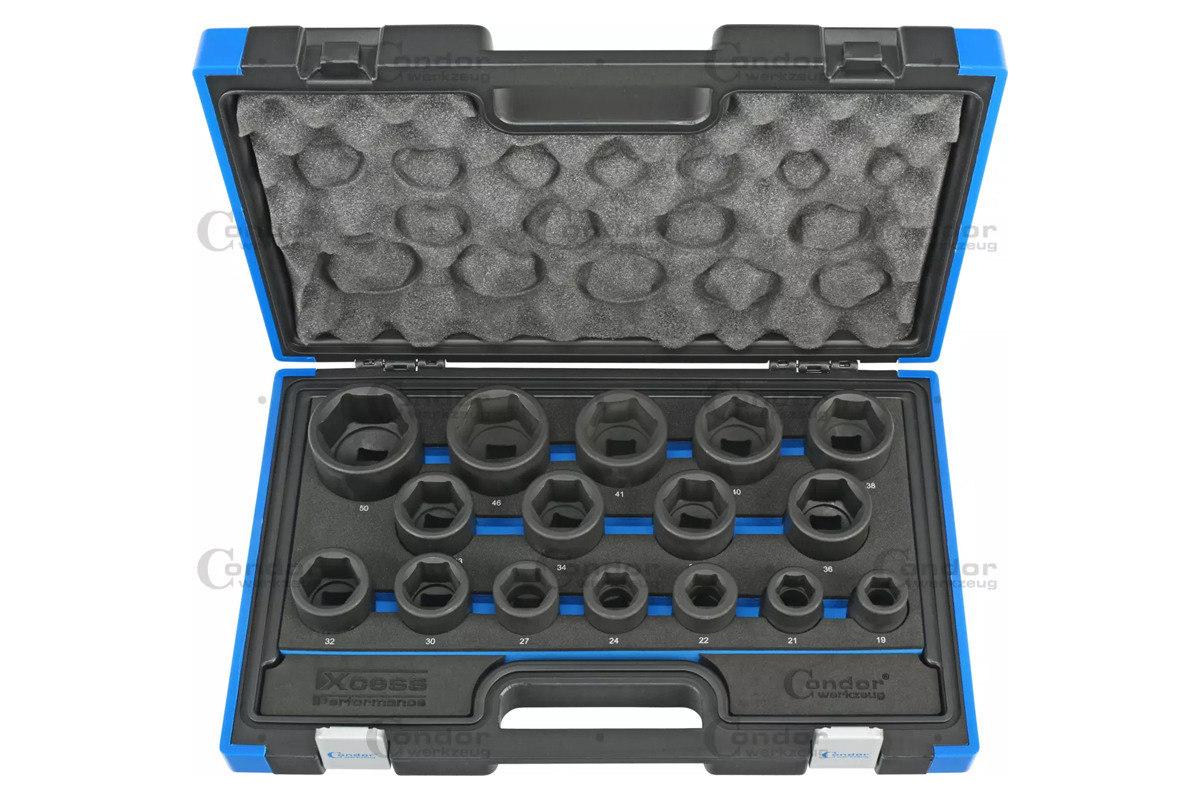 hlavice nástrčné 3/4", 6ti hran 19 - 50 mm, tvrzené, sada 16 dílů - Hlavní obrázek