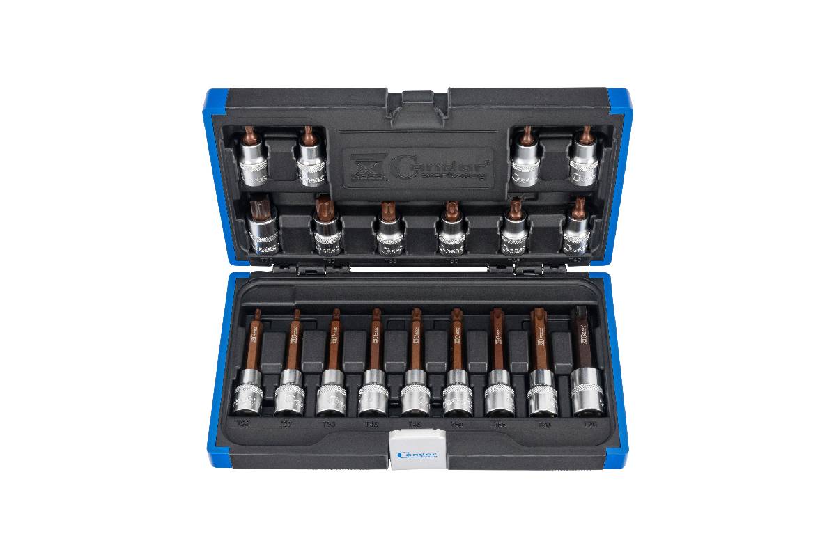 hlavice zástrčné 1/2", Torx T20 - T70, délka 55 - 100 mm, S2, sada 19 dílů - Hlavní obrázek