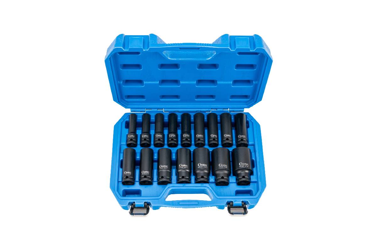 hlavice nástrčné 1/2", 6ti hran 10 - 32 mm, prodloužené, tvrzené, sada 16 dílů - Hlavní obrázek