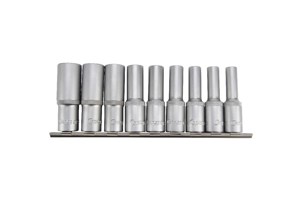 hlavice nástrčné 1/2", E-profil E10 - E24, prodloužené, sada 9 dílů - doprovodný obrázek 1