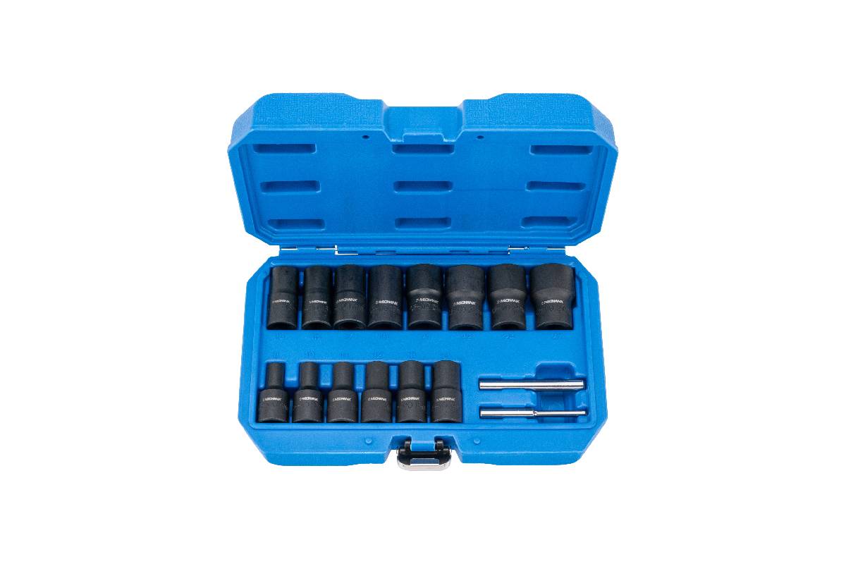 hlavice nástrčné 1/4" - 1/2", Spirál 8 - 27 mm, na poškozené šrouby a matice, sada 16 dílů - Hlavní obrázek
