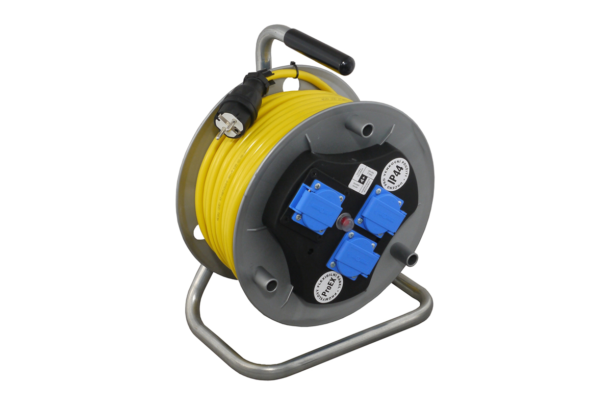 kabel prodlužovací ELITE, 3 zásuvky, na bubnu, mrazuvzdorný, AT-N07V3V3-F3G1,5, 230V, IP44 - Hlavní obrázek