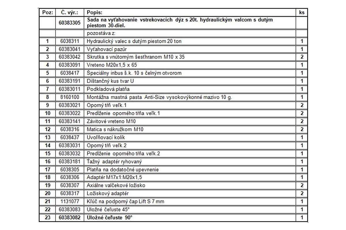 podložka upevňovací na vytahování vstřiků, vrchní díl ze sady 107-60383305 - doprovodný obrázek 1