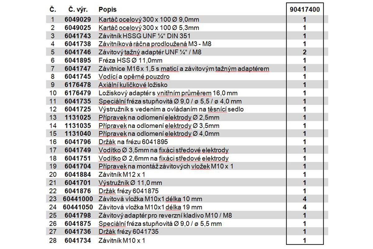sada na vytahování zalomených žhavičů M10x1, kompletní sada, 28 dílů - doprovodný obrázek 1