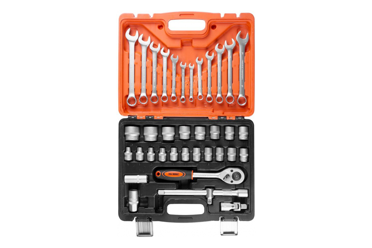 gola sada 1/2", 6ti hran 8 - 32 mm, klíče očkoploché 8 - 19 mm, 37 dílů - doprovodný obrázek 1