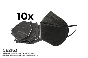 Respirátor FFP2, černý, 10 ks - NR EN149:2001+A1:2009 CE2163 - produktové foto