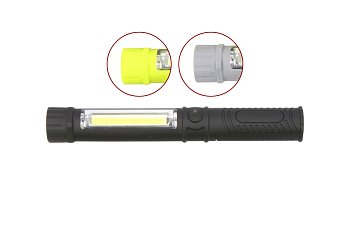 Svítilna s 3W COB LED + 1 LED, magnetem a klipem, na 3 baterie AAA - produktové foto