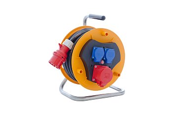 Kabel prodlužovací PROFI 25 m, 3 zásuvky, na bubnu, chloropren, H07RN-F5G1,5, 400V / 230V, IP44 - produktové foto