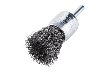 Kartáč drátěný koncový SPBW, ocelový, vlnitý drát 0,3 mm, průměr 17 mm, dřík 6 mm - produktové foto