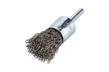 Kartáč drátěný koncový EPBW, nerezový, vlnitý drát 0,3 mm, průměr 17 mm, dřík 6 mm - produktové foto