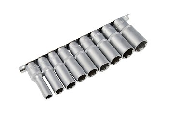 Hlavice nástrčné 1/2", Super-Lock 10 - 24 mm, prodloužené, sada 9 dílů - produktové foto