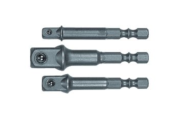 Adaptéry 1/4" pro 1/4" - 3/8" - 1/2" hlavice, pro elektrické nářadí, sada 3 díly - produktové foto