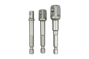 Adaptéry 1/4" pro 1/4" - 3/8" - 1/2" hlavice, pro elektrické nářadí, sada 3 díly - produktové foto